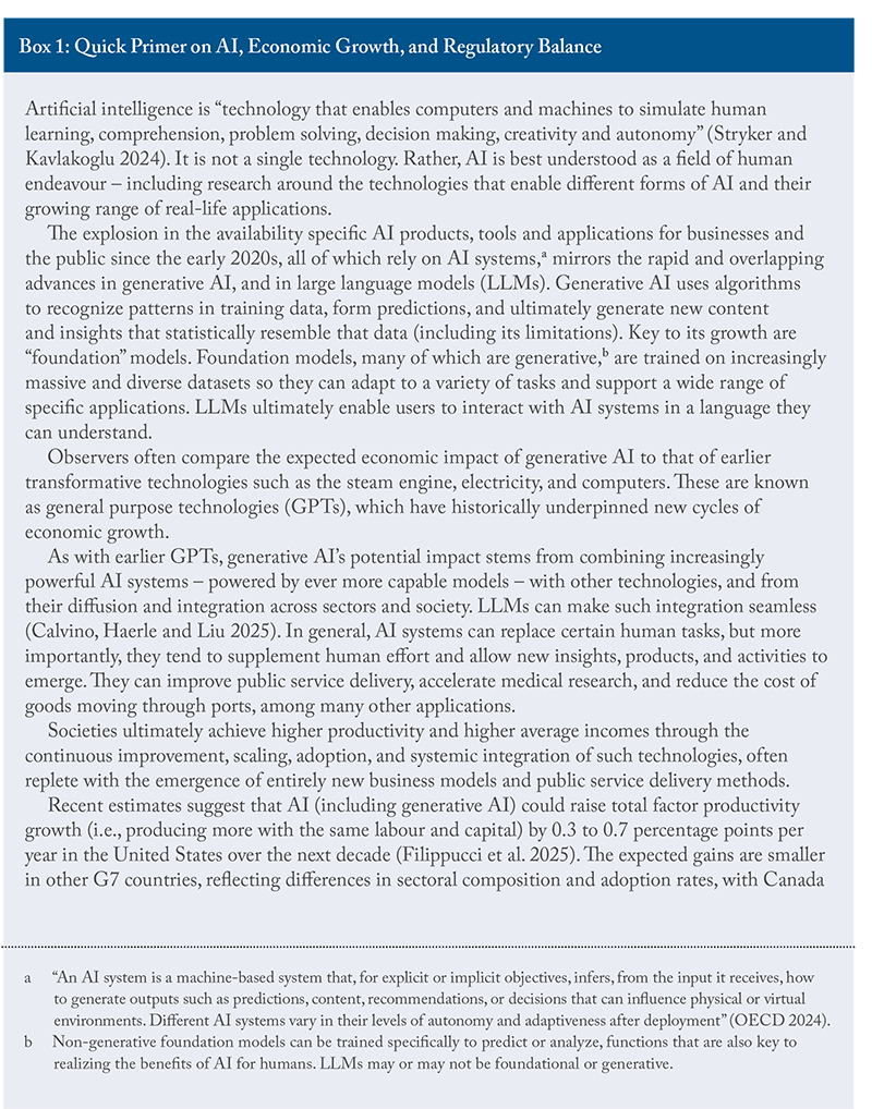 Box 1: Quick Primer on AI, Economic Growth and Regulatory Balance