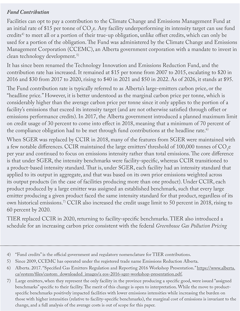 Box 1: A Brief History of Industrial Carbon Pricing in Alberta (continued)