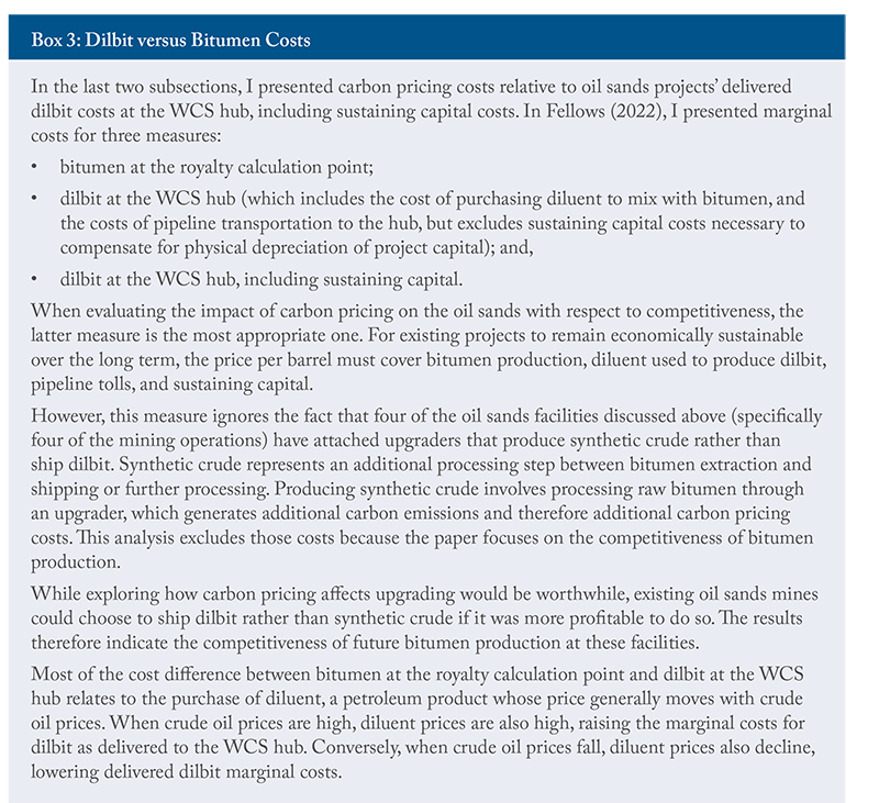Box 3: Dilbit versus Bitumen Costs